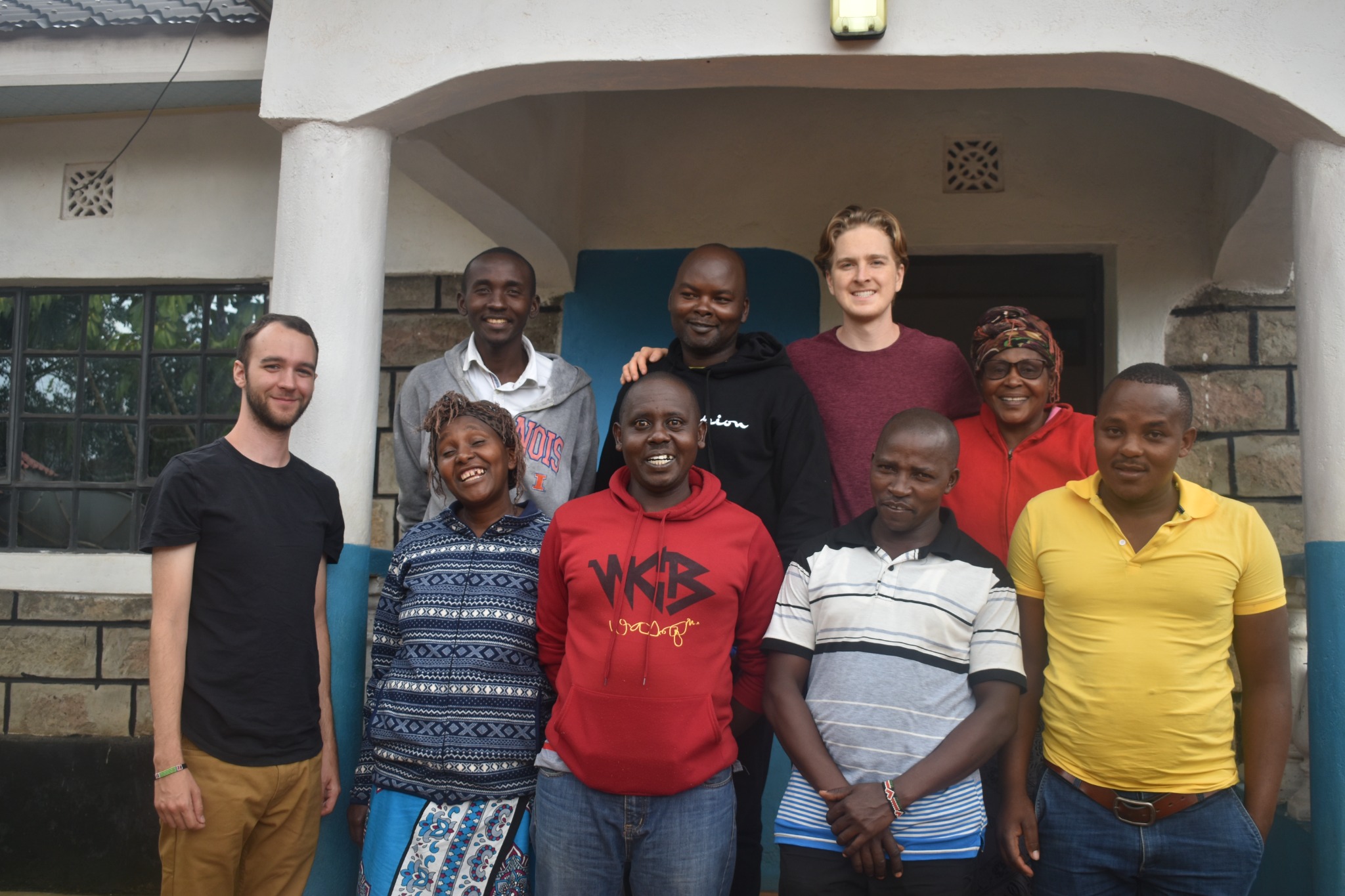A group gathered outside a building